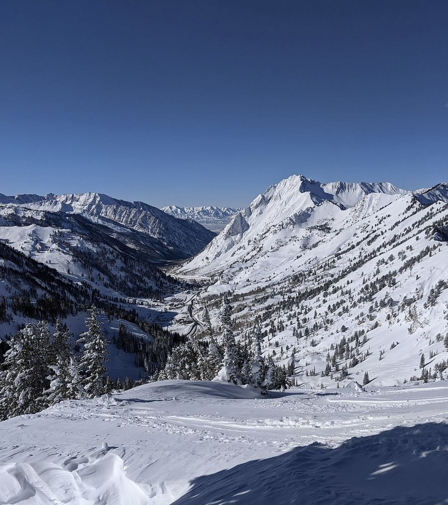 Snow-covered Little Cottonwood Canyon in winter